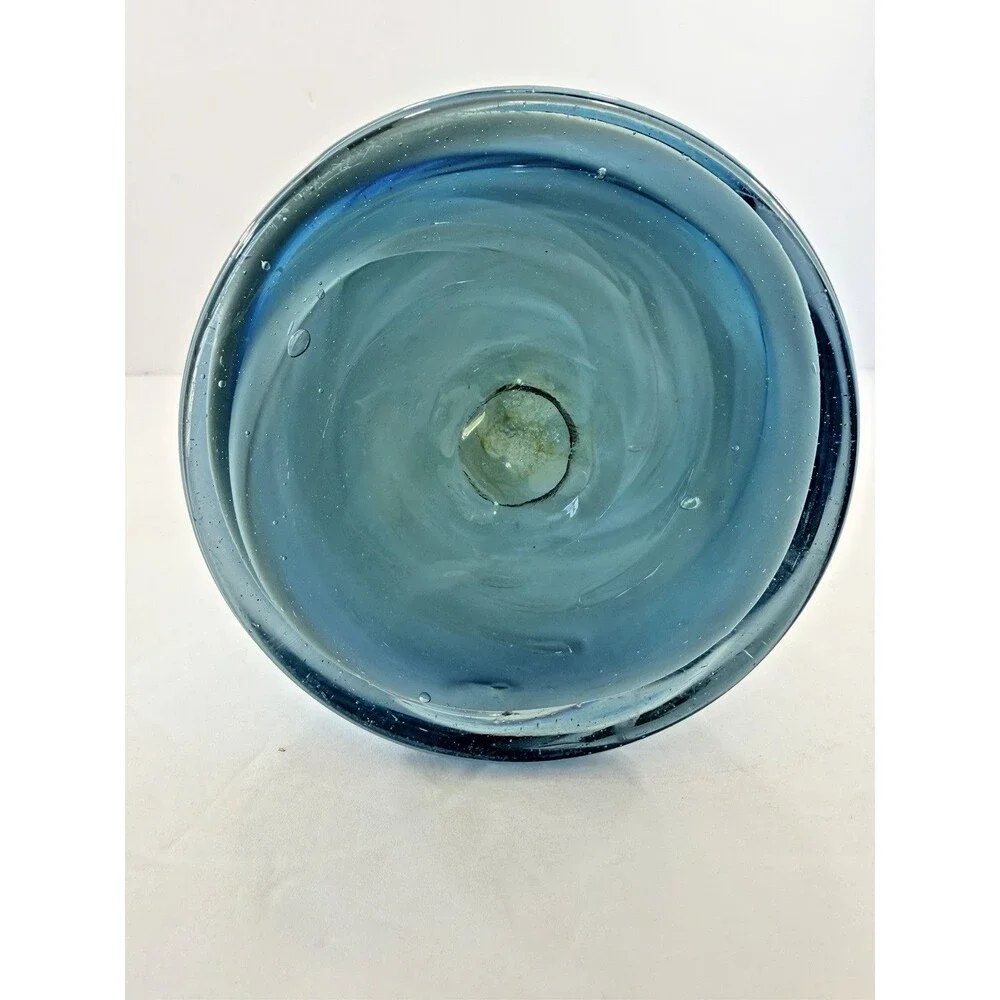 VTG Rare 17.5” Murano Style Sommerso Art Glass Vase Blue Abstract Sculpture MCM